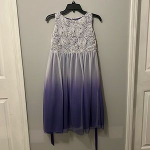 Kid’s Dream - Purple Floral Ombré Dress - Size 13/14